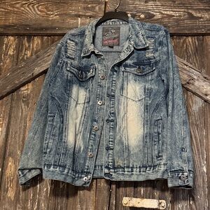 Lion Dynasty Denim Distressed Jean Jacket